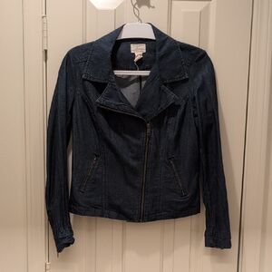 Levi's Dark Blue Asymmetrical Bomber Jean Jacket
